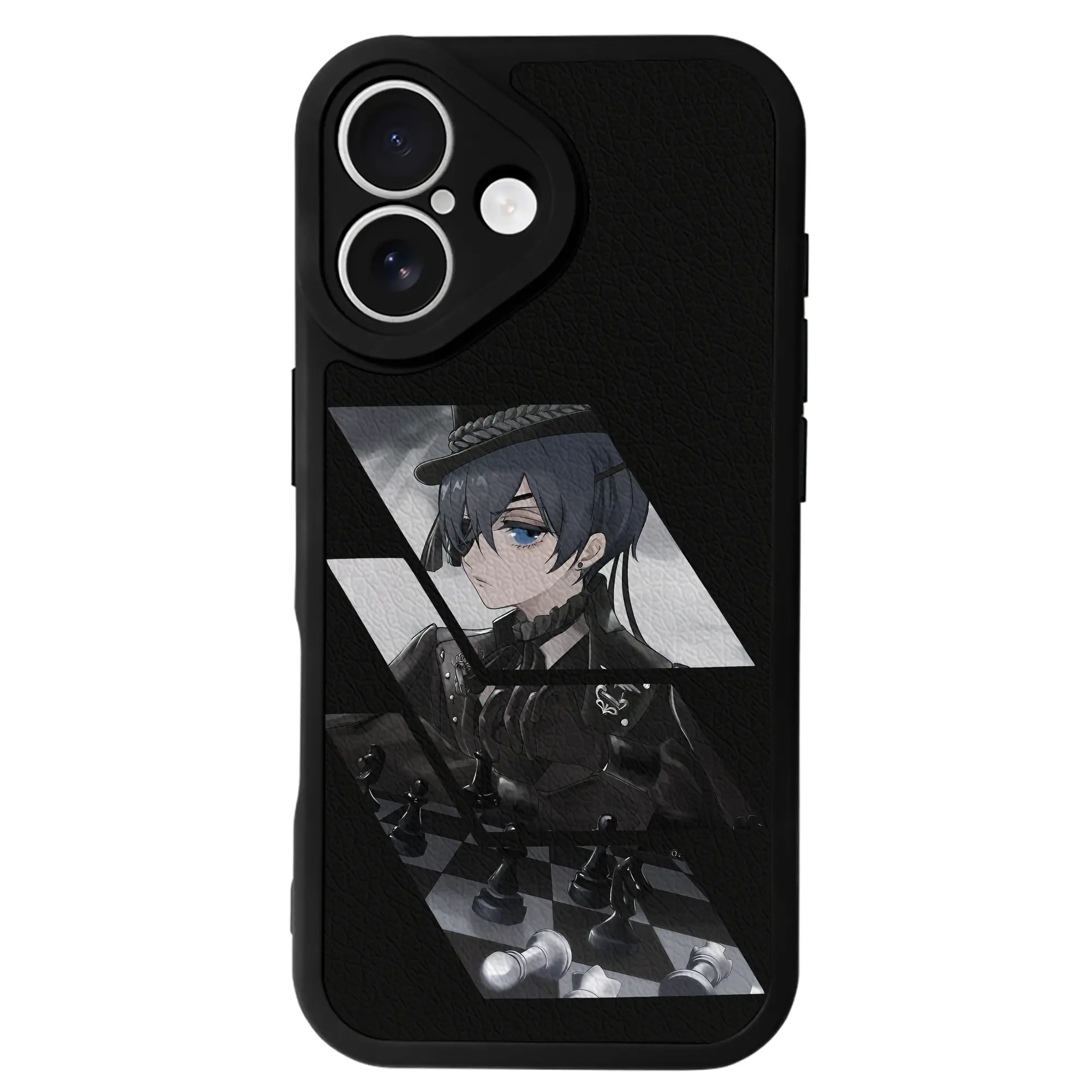 黒執事 グッズ,シエル・ファントムハイヴ - IPhone 16シリーズ対応 ・ シリコンスマホケース ・ レザー調 ・ 高精度フィット ・ 耐衝撃 ・ ワイヤレス充電対応 ・ 精密カット